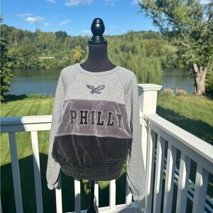 Mitchel and Ness Gray and Black Philly Eagles Sweatshirt